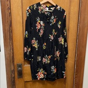 Old Navy Black Dress with Floral Accents